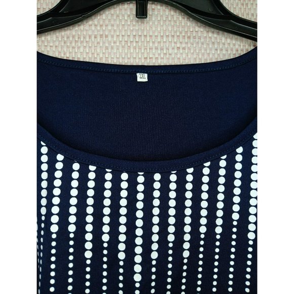Navy Cold Shoulder Blouse with Dot drops  round neck Plus Size 2X - Picture 2 of 7
